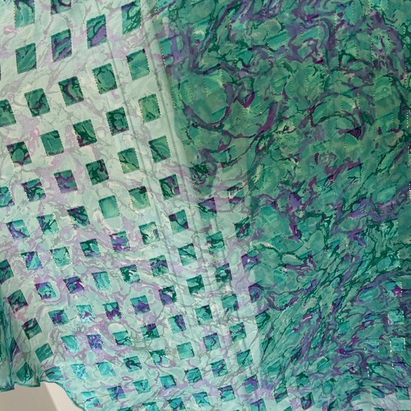 ππ§πΌββοΈ Vintage 1980s Sheer Green & Purple Kimono Duster - Picture 5 of 7
